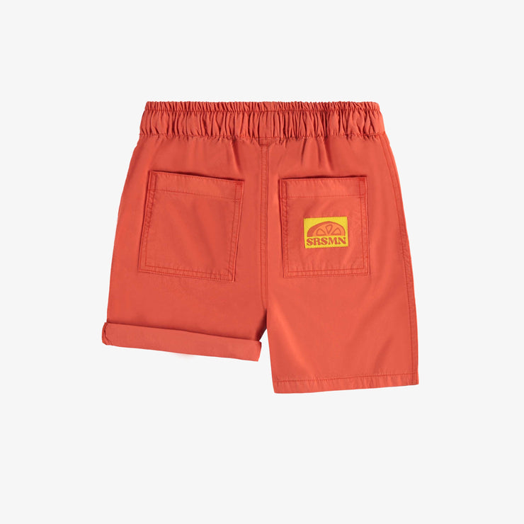 Short coupe décontractée orange en toile, enfant || Orange relaxed fit short in canvas, child