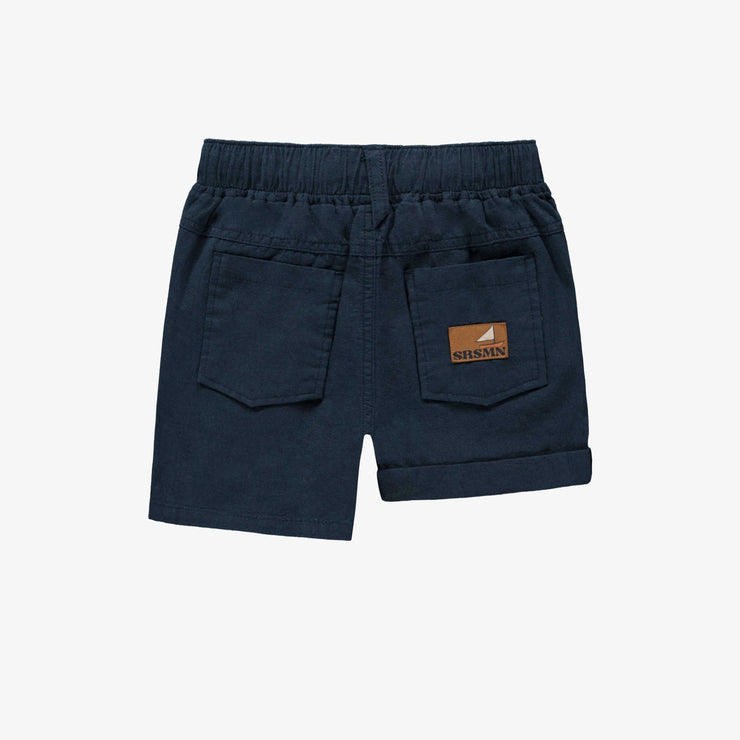 Bermudas coupe décontractée marin en coton et lin, enfant || Navy relaxed fit bermudas in cotton and linen, child