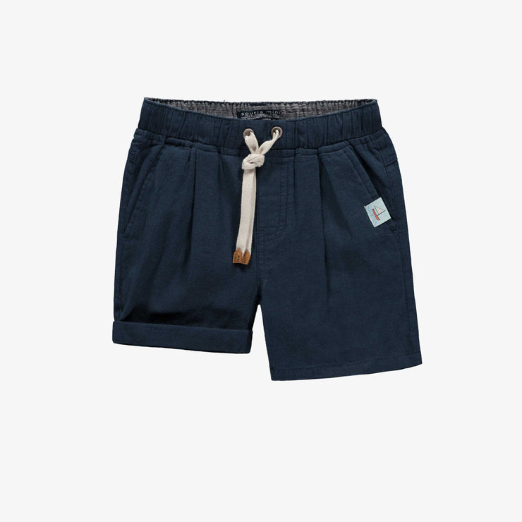 Bermudas coupe décontractée marin en coton et lin, enfant || Navy relaxed fit bermudas in cotton and linen, child