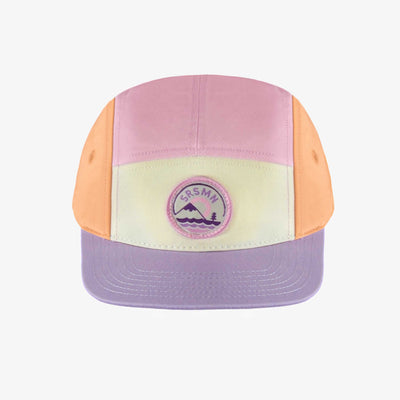 Casquette mauve bloc de couleur à visière plate en lin et coton, enfant || Purple cap with color block and a flat visor in linen and cotton, child