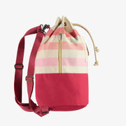 Sac de plage avec rayures en dégradé rose en toile de coton, enfant || Beach bag with stripes in gradient of pink in cotton canvas, child