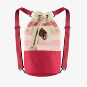 Sac de plage avec rayures en dégradé rose en toile de coton, enfant || Beach bag with stripes in gradient of pink in cotton canvas, child
