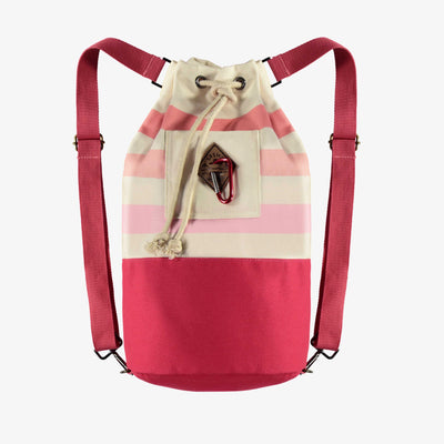 Sac de plage avec rayures en dégradé rose en toile de coton, enfant || Beach bag with stripes in gradient of pink in cotton canvas, child