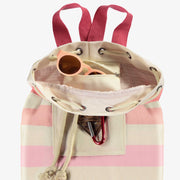 Sac de plage avec rayures en dégradé rose en toile de coton, enfant || Beach bag with stripes in gradient of pink in cotton canvas, child
