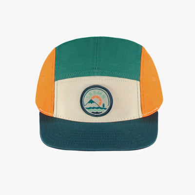 Casquette verte bloc de couleur à visière plate en coton, enfant || Green cap with color block and a flat visor in cotton, child