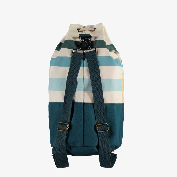 Sac de plage avec rayures en dégradé bleu en toile de coton, enfant || Beach bag with stripes in gradient of blue in cotton canvas, child