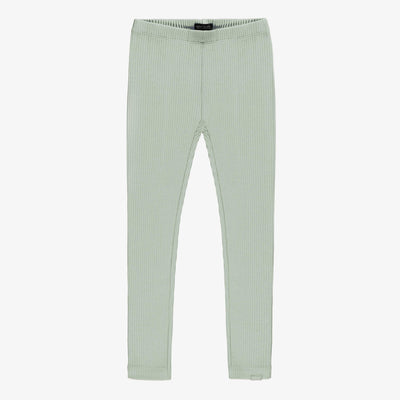 Legging long vert en tricot côtelé, enfant || Green long legging in ribbed knit, child