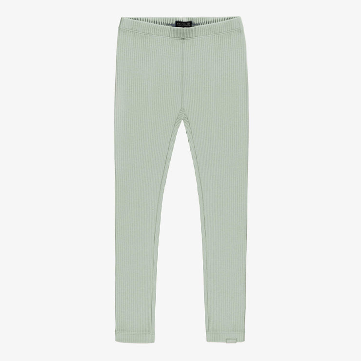 Legging long vert en tricot côtelé, enfant || Green long legging in ribbed knit, child
