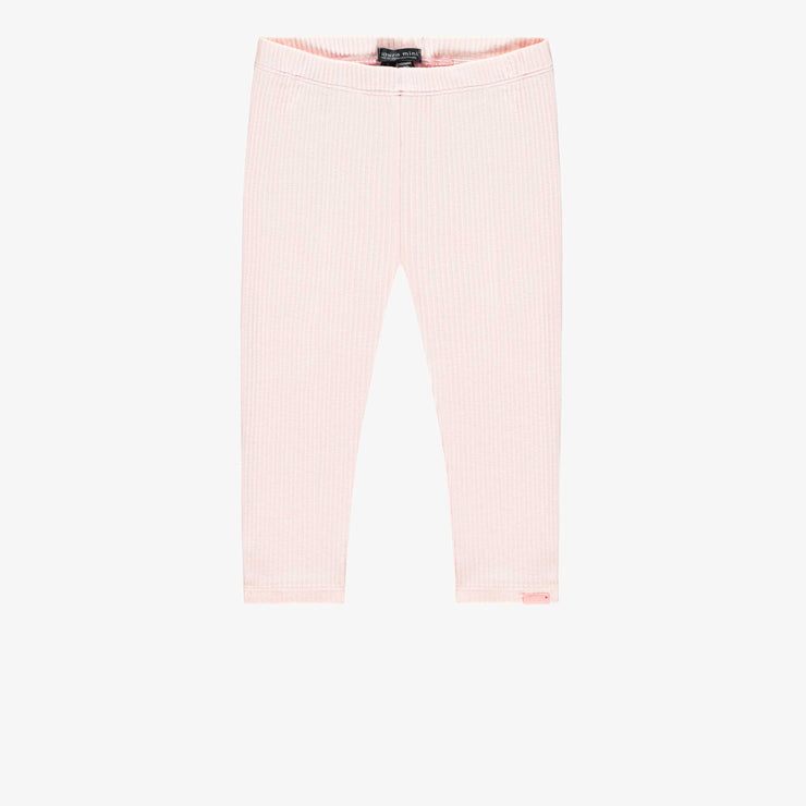 Legging rose pâle longueur ¾ en tricot côtelé, enfant || Light pink ¾ length legging in ribbed knit, child