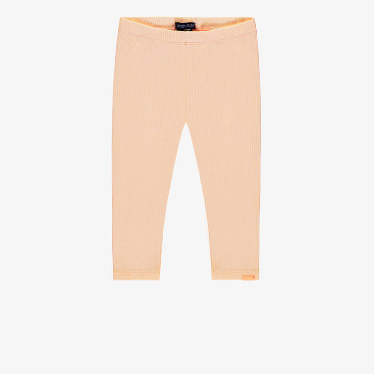 Legging longueur ¾ pêche en tricot côtelé, enfant || Peach ¾ length legging in ribbed knit, child