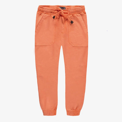 Pantalon coupe décontractée orange en coton français, enfant || Orange relaxed fit pant jogging style, child