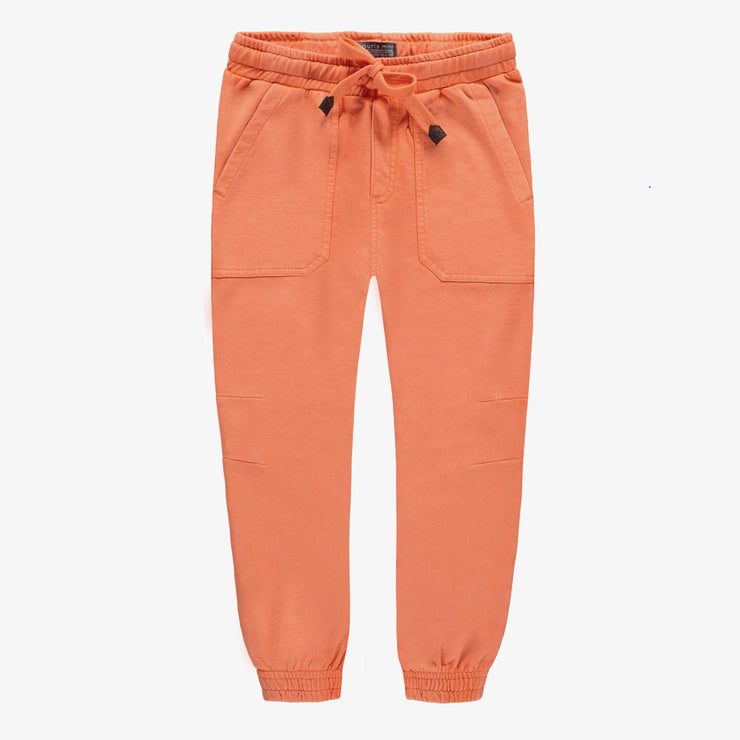 Pantalon coupe décontractée orange en coton français, enfant || Orange relaxed fit pant jogging style, child
