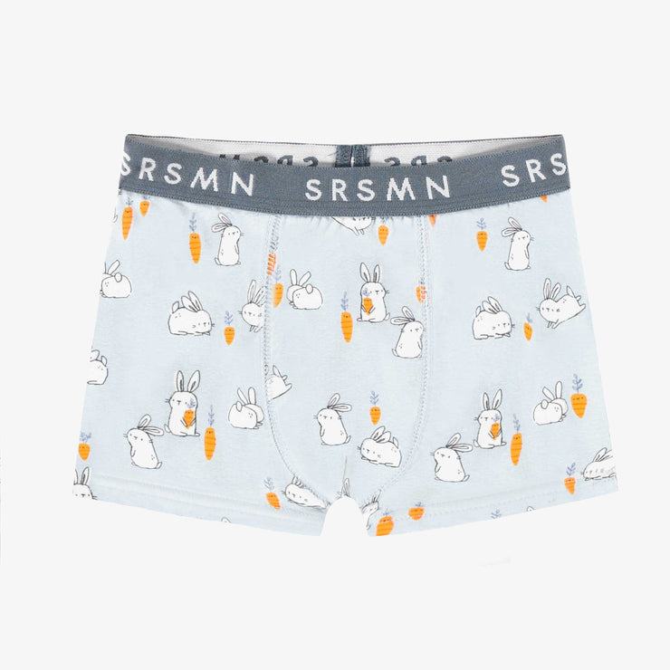 Boxer bleu à motif de lapins en jersey extensible, enfant || Blue boxer with bunnies print in stretch jersey, child