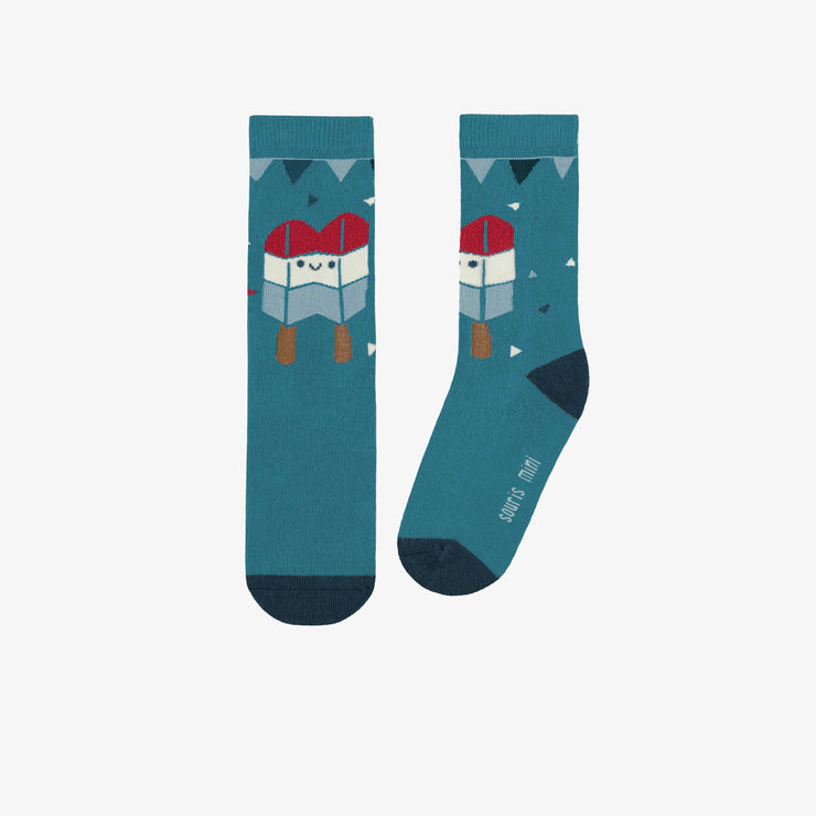 Chaussettes bleues avec barres glacées, enfant || Blue socks with ice cream bar, child