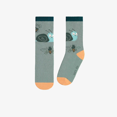 Chaussettes vertes avec des escargots, enfant || Green socks with snail, child