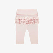 Legging à volants rose pâle en coton biologique, naissance