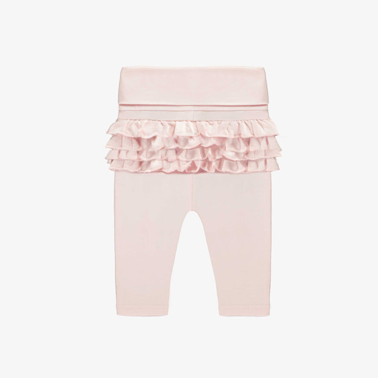 Legging à volants rose pâle en coton biologique, naissance
