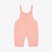 Salopette rose longue à minces bretelles en coton, naissance || Pink long overall with thin straps in cotton, newborn
