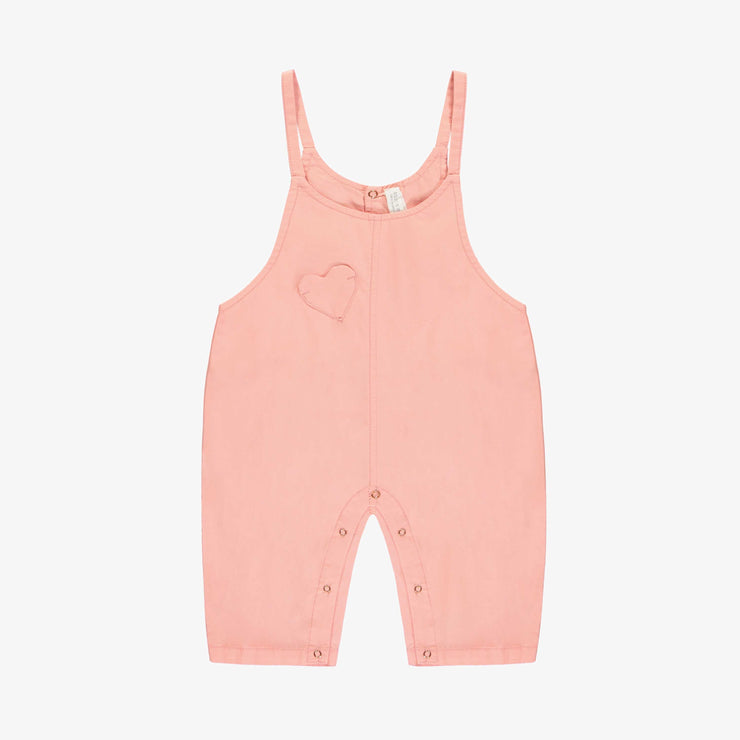 Salopette rose longue à minces bretelles en coton, naissance || Pink long overall with thin straps in cotton, newborn