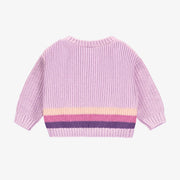 Veste de maille côtelée mauve à motif jacquard, naissance || Purple ribbed knit vest with jacquard pattern, newborn