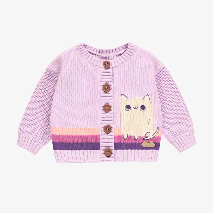 Veste de maille côtelée mauve à motif jacquard, naissance || Purple ribbed knit vest with jacquard pattern, newborn