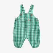 Salopette coupe décontractée verte à carreaux, naissance || Plaid green relaxed fit overall, newborn