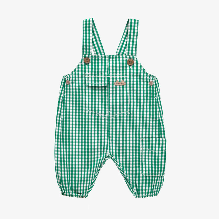 Salopette coupe décontractée verte à carreaux, naissance || Plaid green relaxed fit overall, newborn