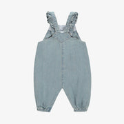 Salopette coupe décontractée de style jogger en denim léger bleu pâle, naissance || Light blue denim overalls relaxed fit, newborn