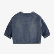 Blouson coupe ample à manches longues en denim léger bleu moyen, naissance