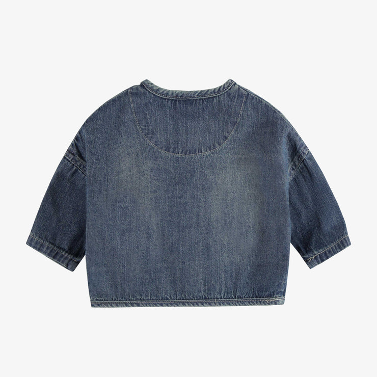 Blouson coupe ample à manches longues en denim léger bleu moyen, naissance