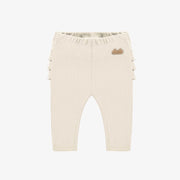 Legging crème à volants en tricot côtelé biologique, naissance || Cream legging with ruffles in organic ribbed knit, newborn