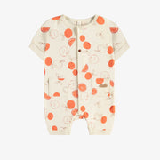 Pyjama crème avec motif d’oranges en coton biologique, naissance || Cream pajama with orange print in organic cotton, newborn
