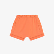 Short orange avec poches en doux coton, naissance || Orange short with pockets in soft cotton, newborn