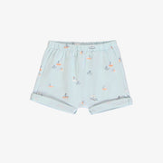 Ensemble deux-pièces bleu pâle avec motif de voiliers en jersey biologique, naissance || Light blue two-pieces set with sailboat print in organic jersey, newborn