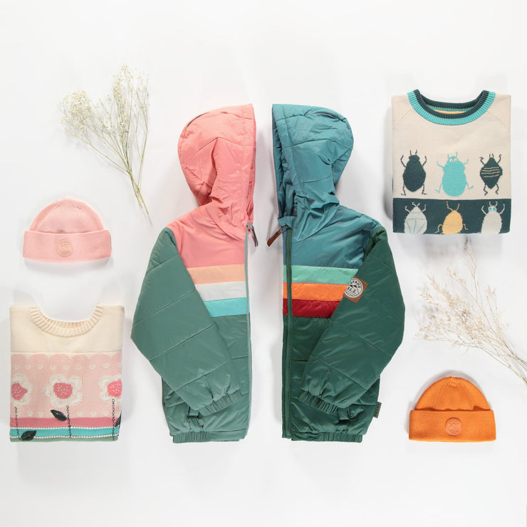 Manteau doudoune bleu sarcelle, enfant || Teal puffer coat, child