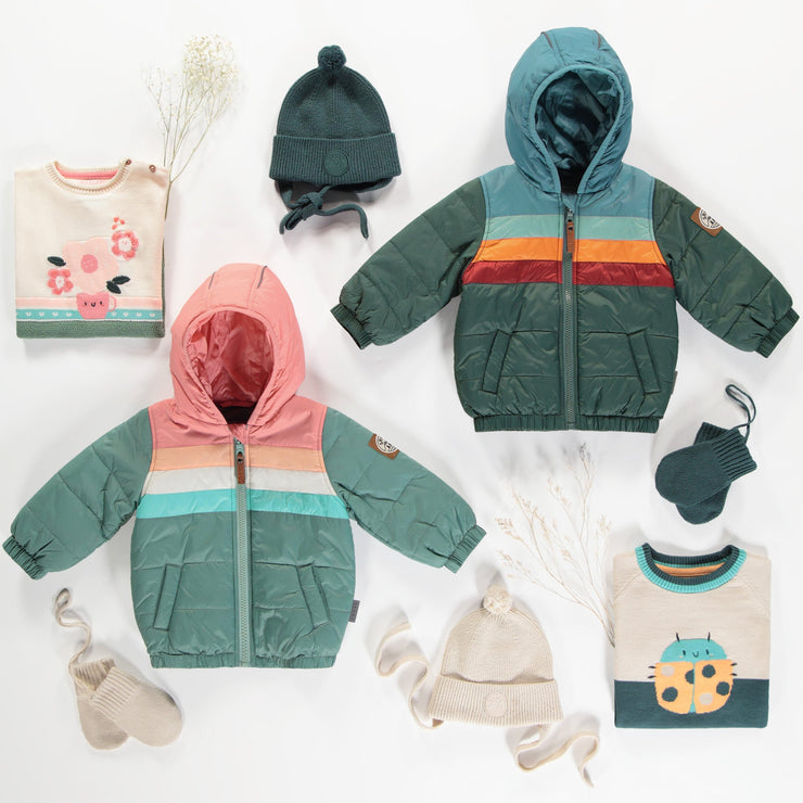 Manteau doudoune bleu sarcelle, bébé || Teal puffer coat, baby