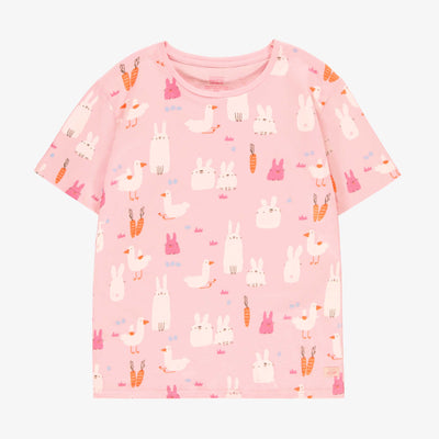 Haut de pyjama rose à motifs de Pâques, adulte