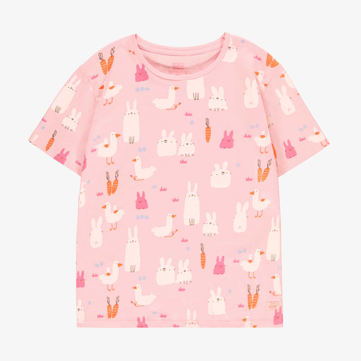 Haut de pyjama rose à motifs de Pâques, adulte