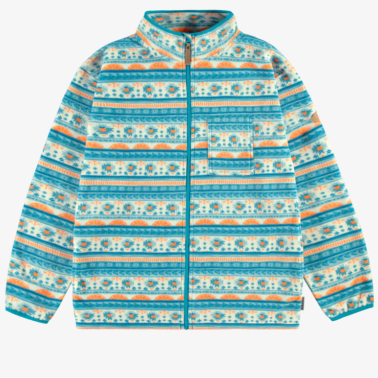 Veste de polar bleue à motifs et col montant, adulte