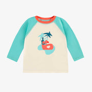 T-shirt de bain crème à manches longues bleu aqua, bébé