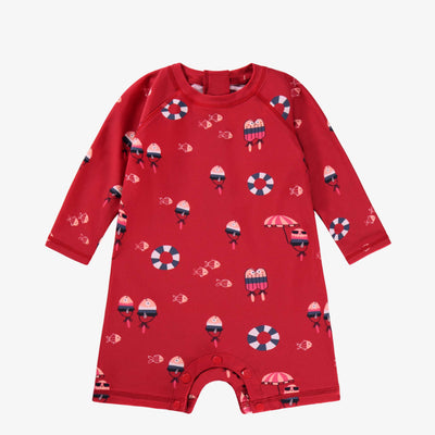 Maillot de bain une pièce rouge à motifs, bébé