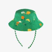 Autre côté du chapeau de soleil vert à rayures réversible avec motifs, bébé