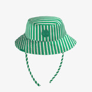 Chapeau de soleil vert à rayures réversible avec motifs, bébé