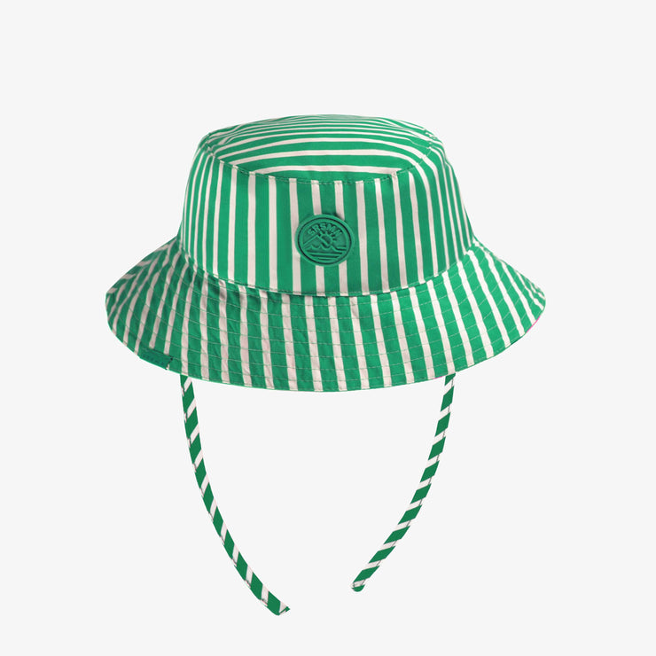 Chapeau de soleil vert à rayures réversible avec motifs, bébé