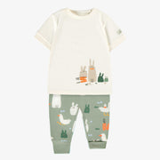 Pyjama deux pièces crème et vert en jersey à motifs de Pâques, bébé