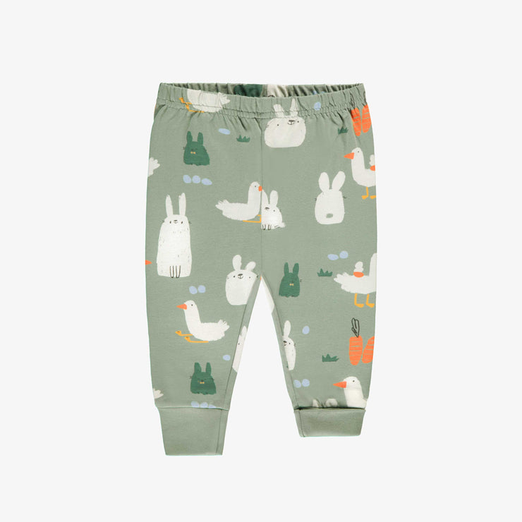 Bas de pyjama deux pièces crème et vert en jersey à motifs de Pâques, bébé