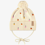 Tuque en tricot crème avec broderies fruitées, bébé
