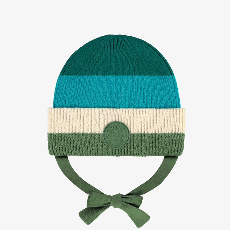 Tuque en tricot turquoise à larges rayures, bébé