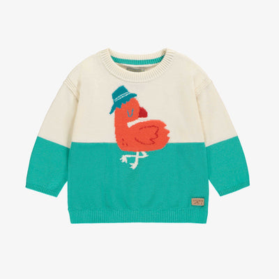 Chandail crème et turquoise avec flamant, bébé