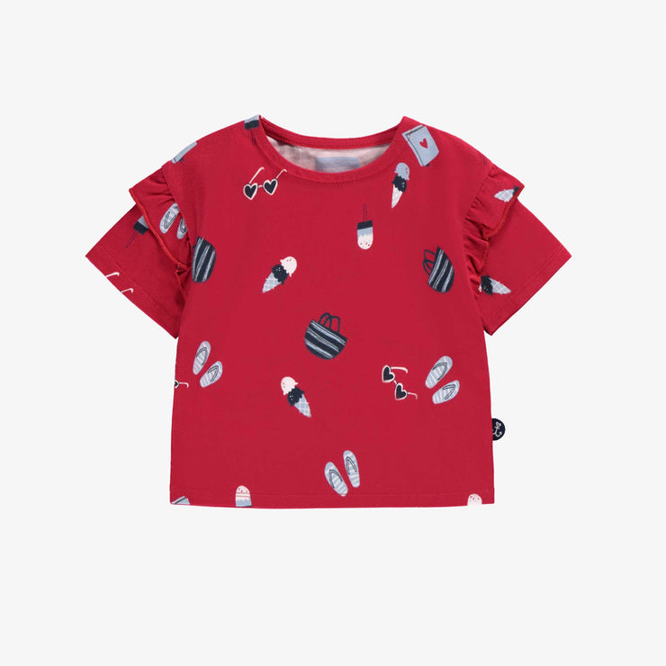 T-shirt rouge à motifs, bébé